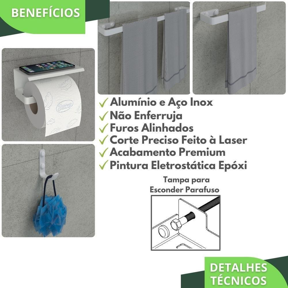 Kit Acessórios Para Banheiro Branco 4 Peças Max - 7
