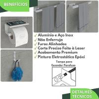 Kit Acessórios Para Banheiro Branco 4 Peças Max - 7