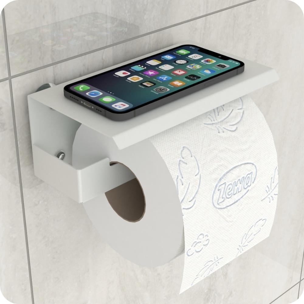 Porta Papel Higienico Celular Papeleira Ventosa Branco Elg - 1