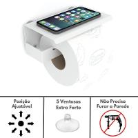 Porta Papel Higienico Celular Papeleira Ventosa Branco Elg - 7