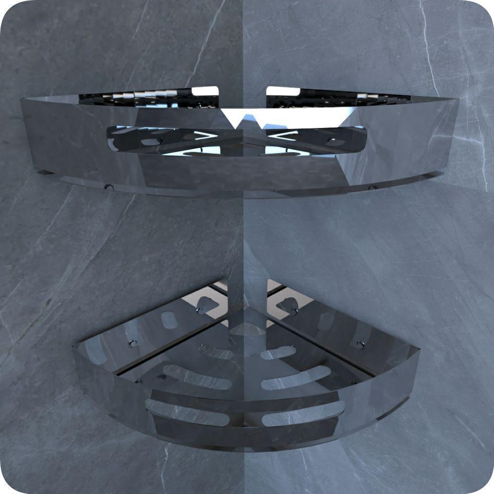 Kit 2 Suportes Porta Shampoo Para Banheiro De Canto Inox - 3