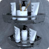 Kit 2 Suportes Porta Shampoo Para Banheiro De Canto Inox - 1