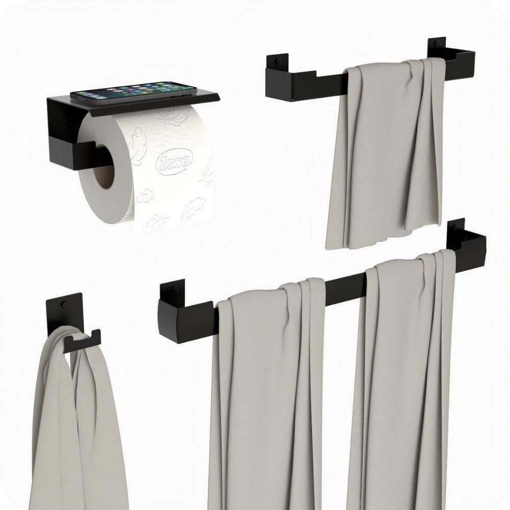 Kit Acessórios Para Banheiro Preto Fosco 4 Peças Elg - 3