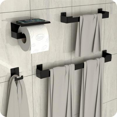 Kit Acessórios Para Banheiro Preto Fosco 4 Peças Elg