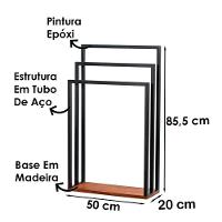 Kit Toalheiro E Porta Toalha Lovell Peroba Preto Base Madeira Dhom Peroba Preto - 10