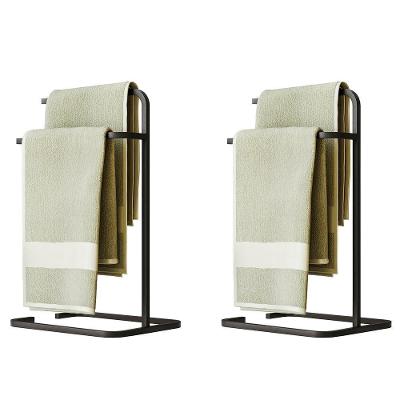 Kit 2 Porta Toalha Toalheiro Duplo Lovell Bancada Preto Cozinha Lavabo Dhom Preto