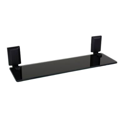 Porta Shampoo Alumino Preto Fosco E Vidro Prateleira