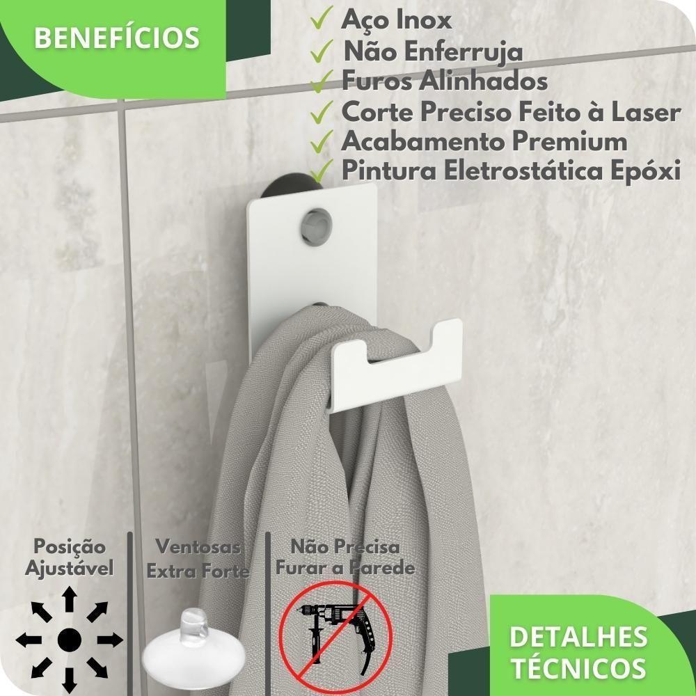 Gancho De Parede Ventosa Toalha Cabide Banheiro Branco Elg - 5