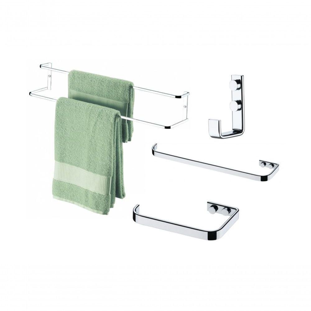 Kit Future Cromado Porta Toalha toalheiro papeleira Cabide - 1