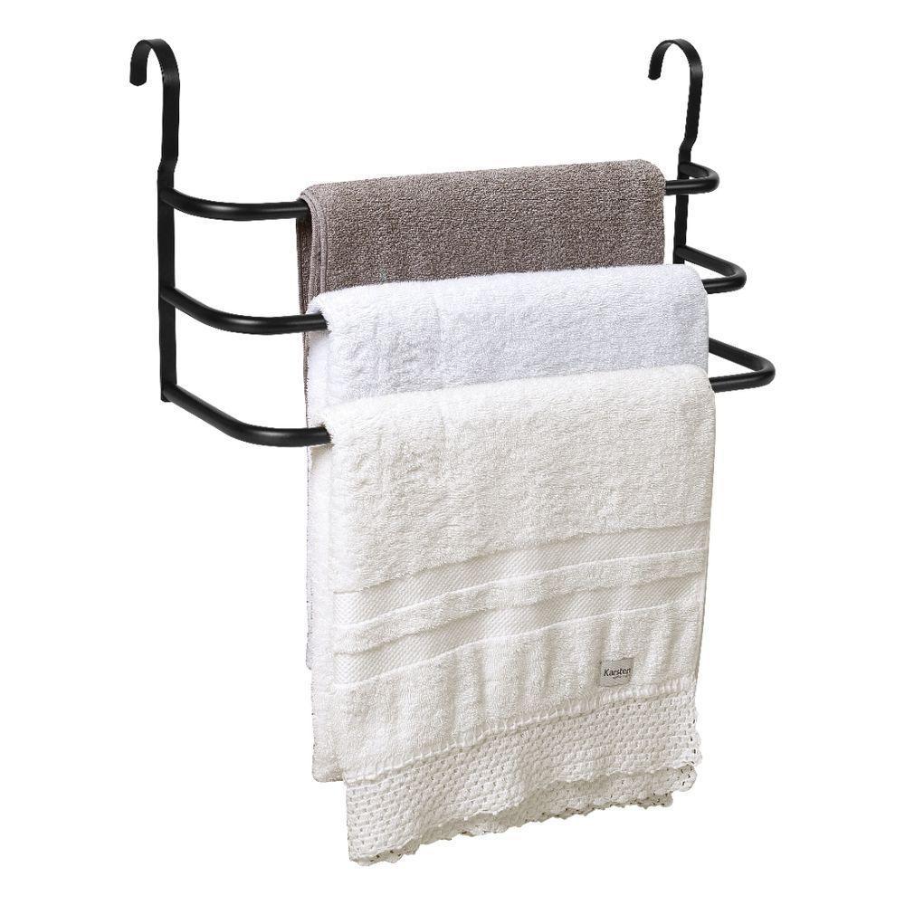 Porta Toalhas Triplo Toalheiro para Box Preto Fosco 60cm - 2