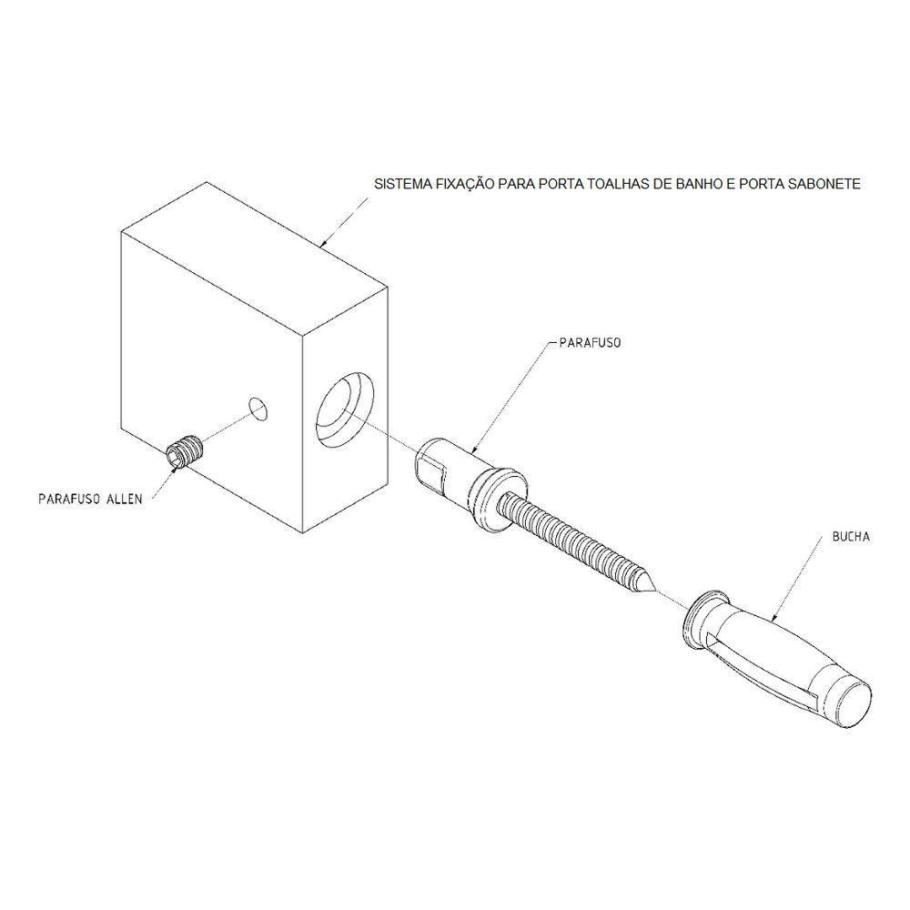 Kit 4 Acessórios para Banheiro Preto Master Toalheiro Duplo - 3