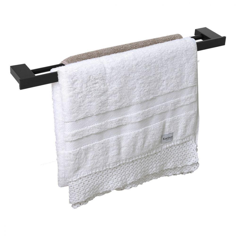 Kit 4 Acessórios para Banheiro Preto Master Toalheiro Duplo - 6