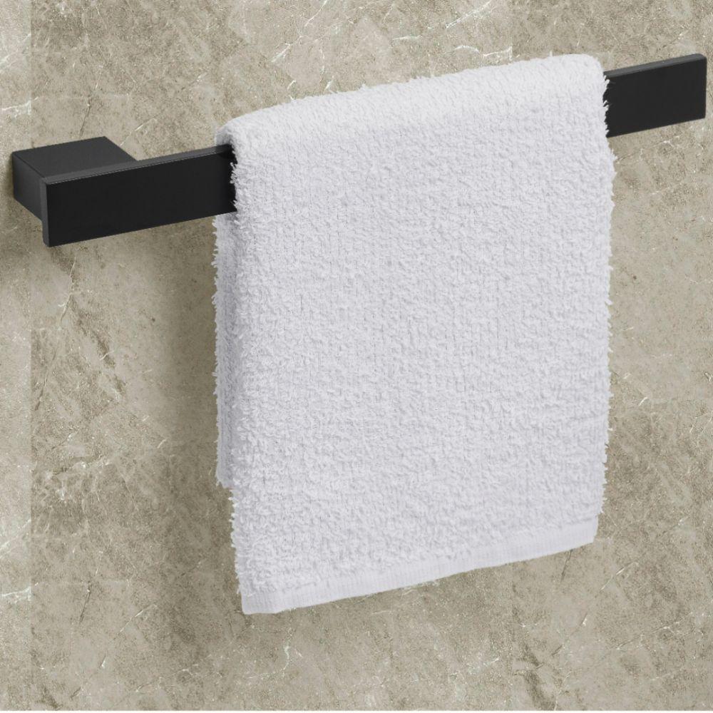 Kit 4 Acessórios para Banheiro Preto Master Toalheiro Duplo - 10