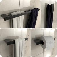 Kit 4 Acessórios para Banheiro Preto Master Toalheiro Duplo - 1