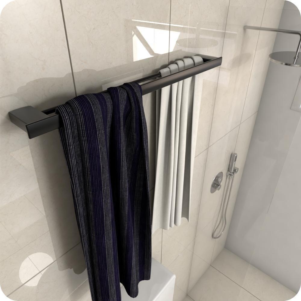 Porta Toalhas de Banho Duplo Master Preto Fosco 60cm - 7
