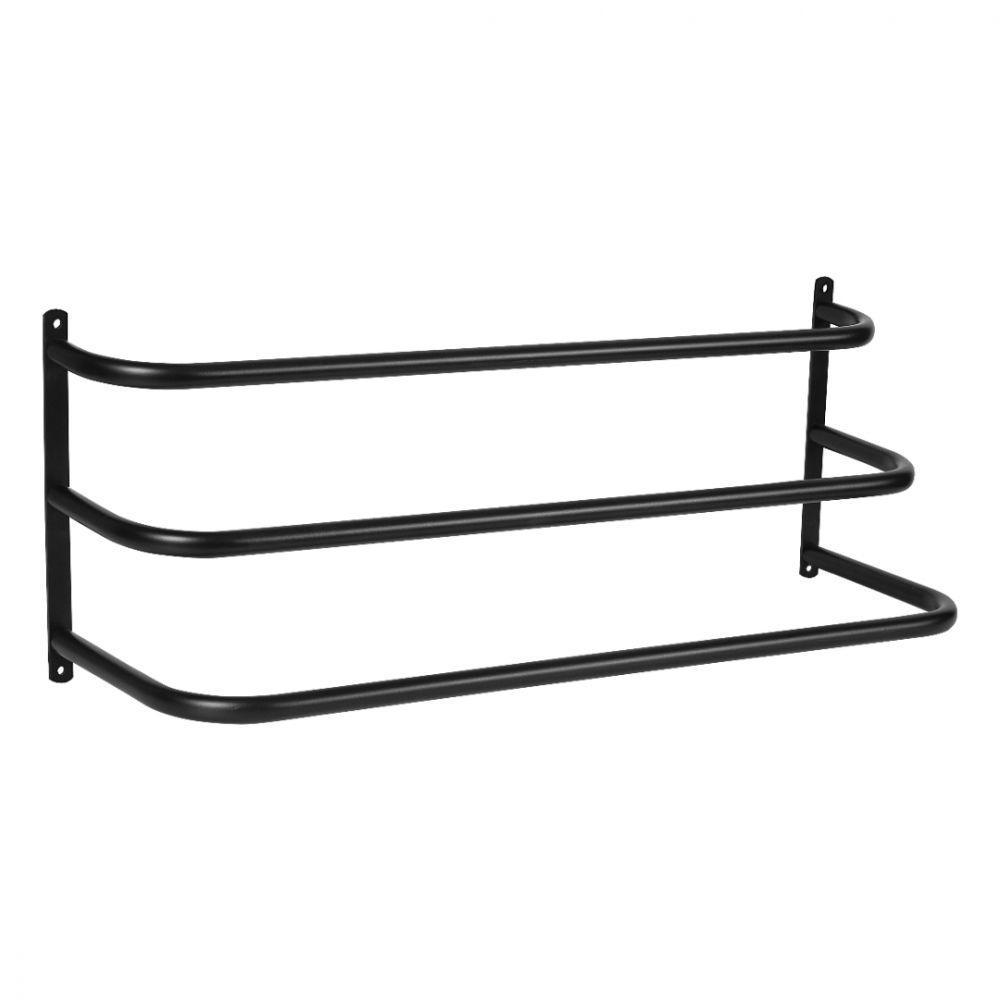 Porta Toalhas Toalheiro Triplo para Parede Preto Fosco 60cm - 2