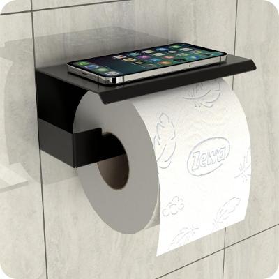 Suporte Papel Higiênico Adesivo Colar Na Parede Preto Elg