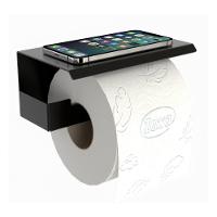 Suporte Papel Higiênico Adesivo Colar Na Parede Preto Elg - 2