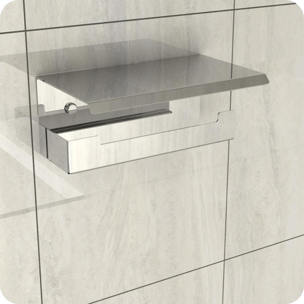 Porta Papel Higienico Com Suporte Para Celular Inox Elg - 3