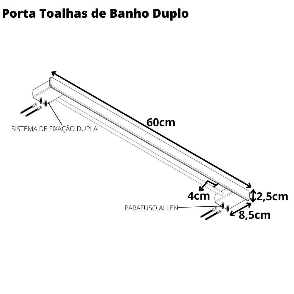 Porta Toalhas de Banho Duplo Master Cromado 60cm - 5