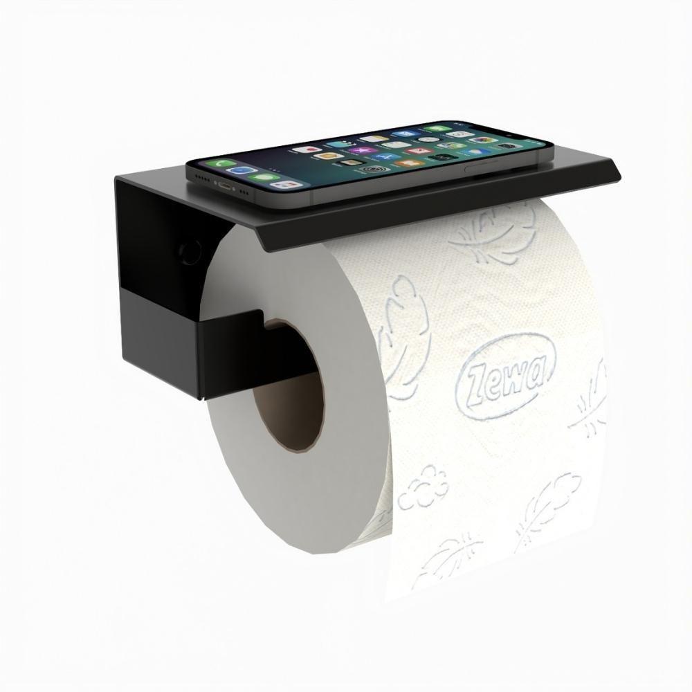 Porta Papel Higienico Com Suporte Para Celular Preto Elg - 2