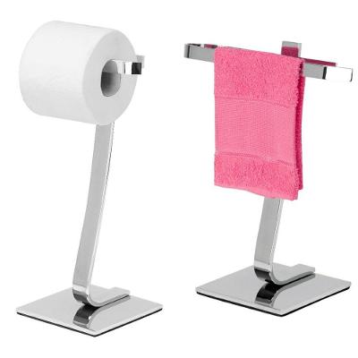 Toalheiro de Bancada e Porta Papel Higiênico de Chão Cromado