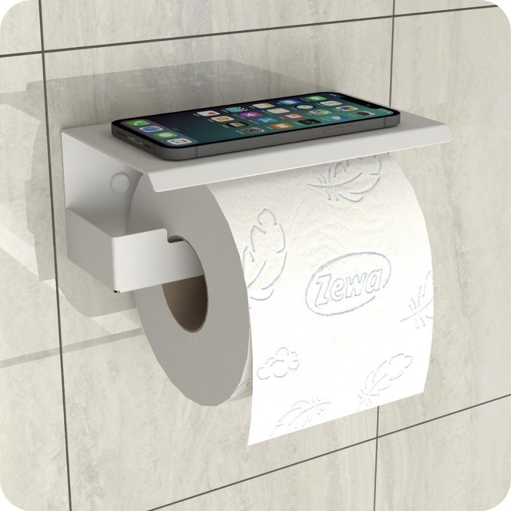 Porta Papel Higienico Com Suporte Para Celular Branco Elg - 1