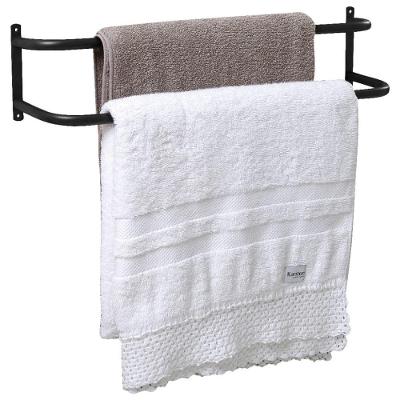 Porta Toalhas Duplo para Porta ou Parede Preto 48cm