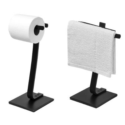 Toalheiro de Bancada e Porta Papel Higiênico de Chão Preto
