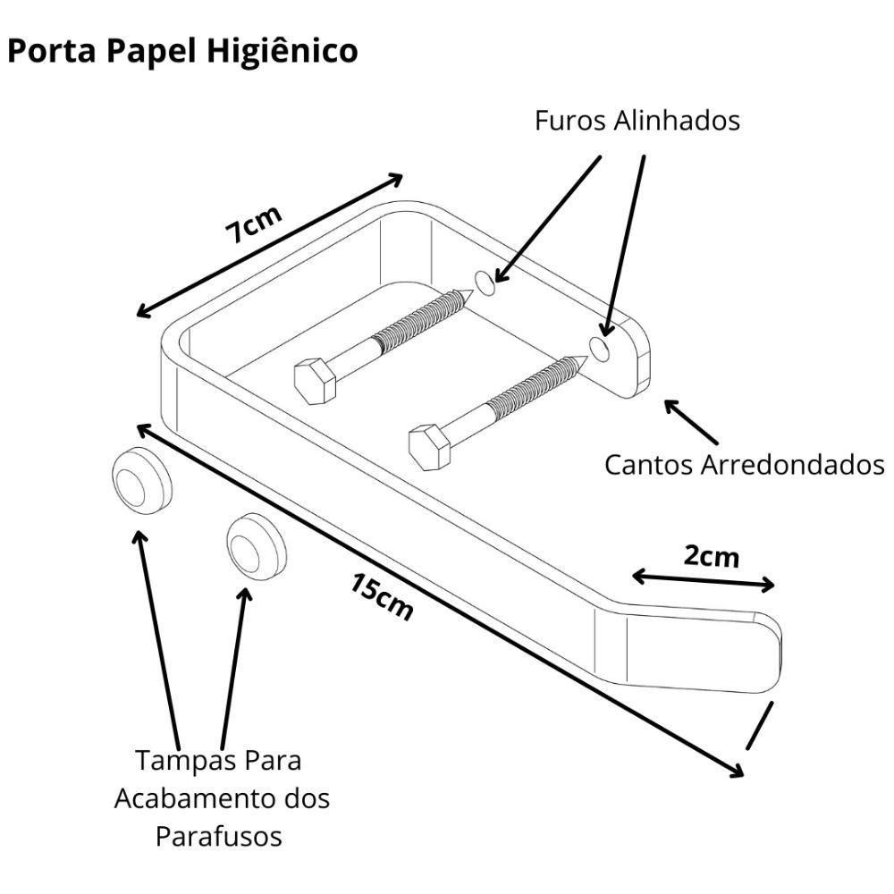 Suporte de Parede Porta Papel Higiênico Alto Brilho - 3