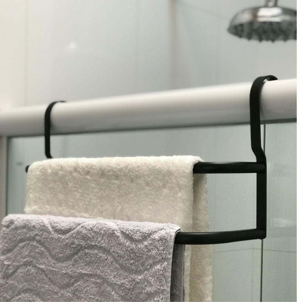 Porta Toalhas Duplo Toalheiro para Box Preto Fosco 60cm - 5