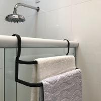 Porta Toalhas Duplo Toalheiro para Box Preto Fosco 60cm - 3