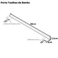Porta Toalhas para Banho Master Preto Fosco 60cm - 5