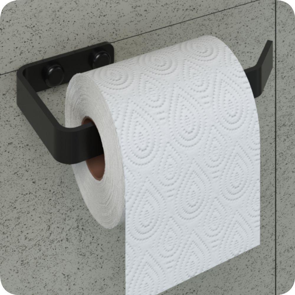 Suporte Porta Papel Higiênico de Parede Preto Fosco Plus - 1