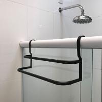 Porta Toalhas Duplo Suporte Toalheiro para Box Preto Fosco