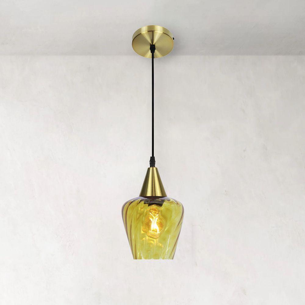 Lustre Pendente Taschibra Monalisa Conhaque E27 Bivolt Ouro - 2