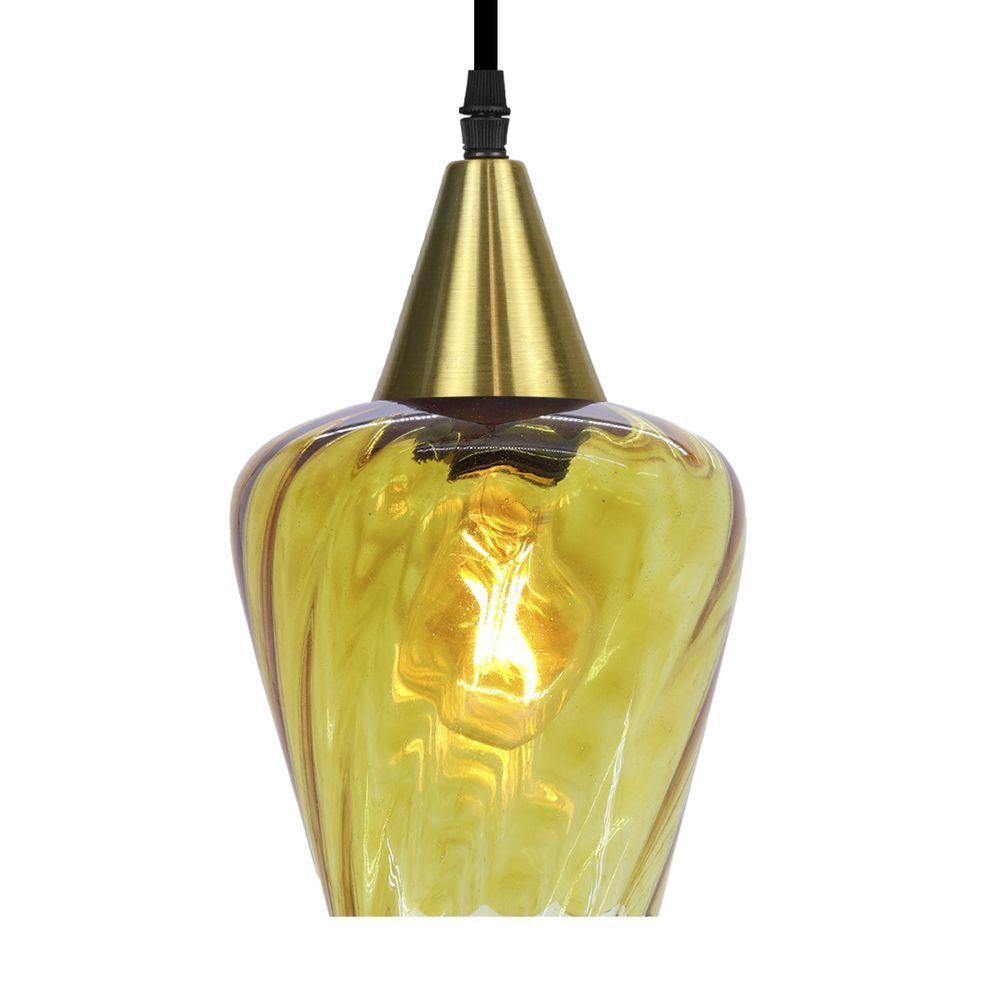 Lustre Pendente Taschibra Monalisa Conhaque E27 Bivolt Ouro - 3