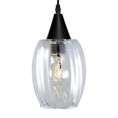 Lustre Pendente Taschibra Badih Pp Canelado E27 Transparente Bivolt Preto