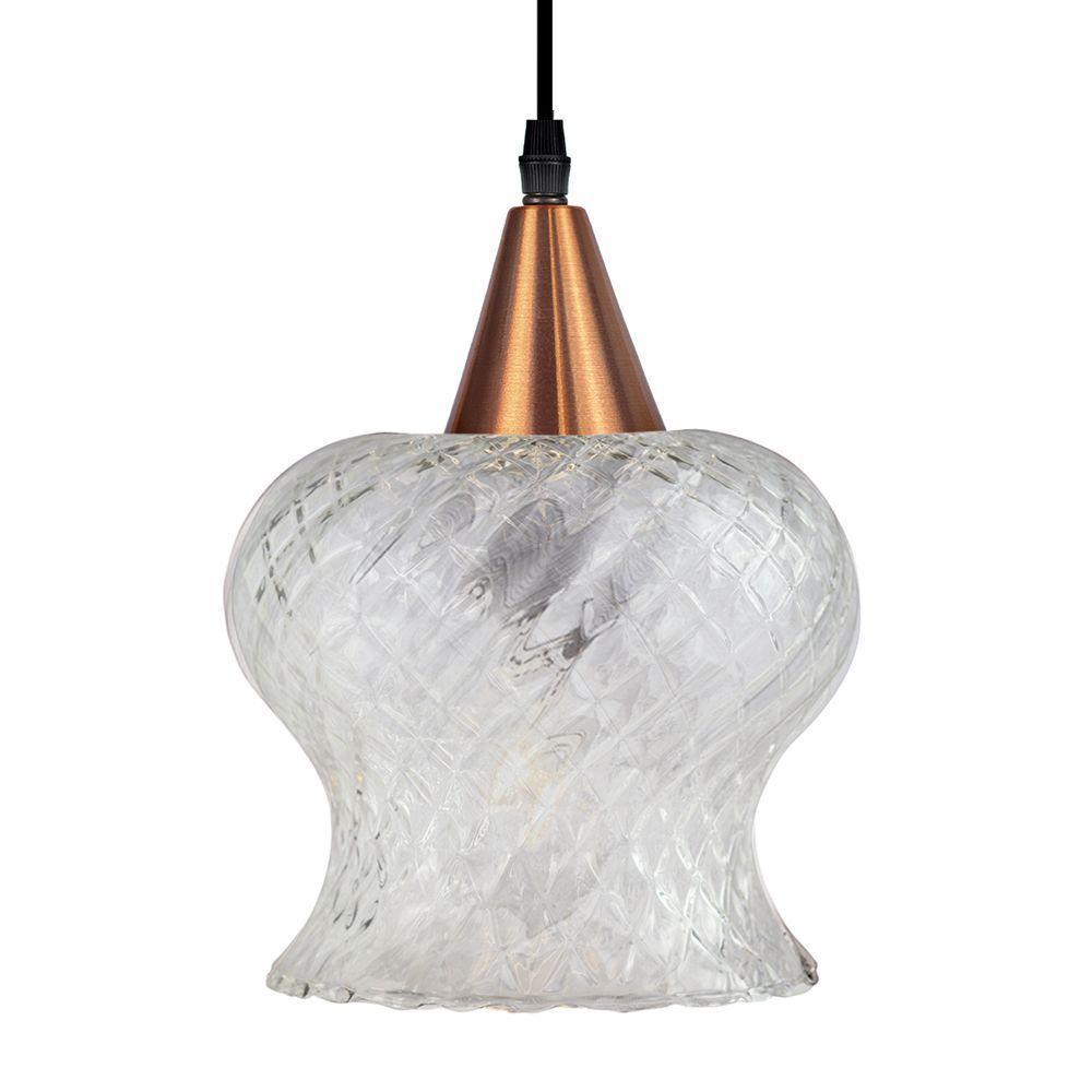 Lustre Pendente Taschibra Aisha Boreal E27 Transparente Bivolt Cobre - 1
