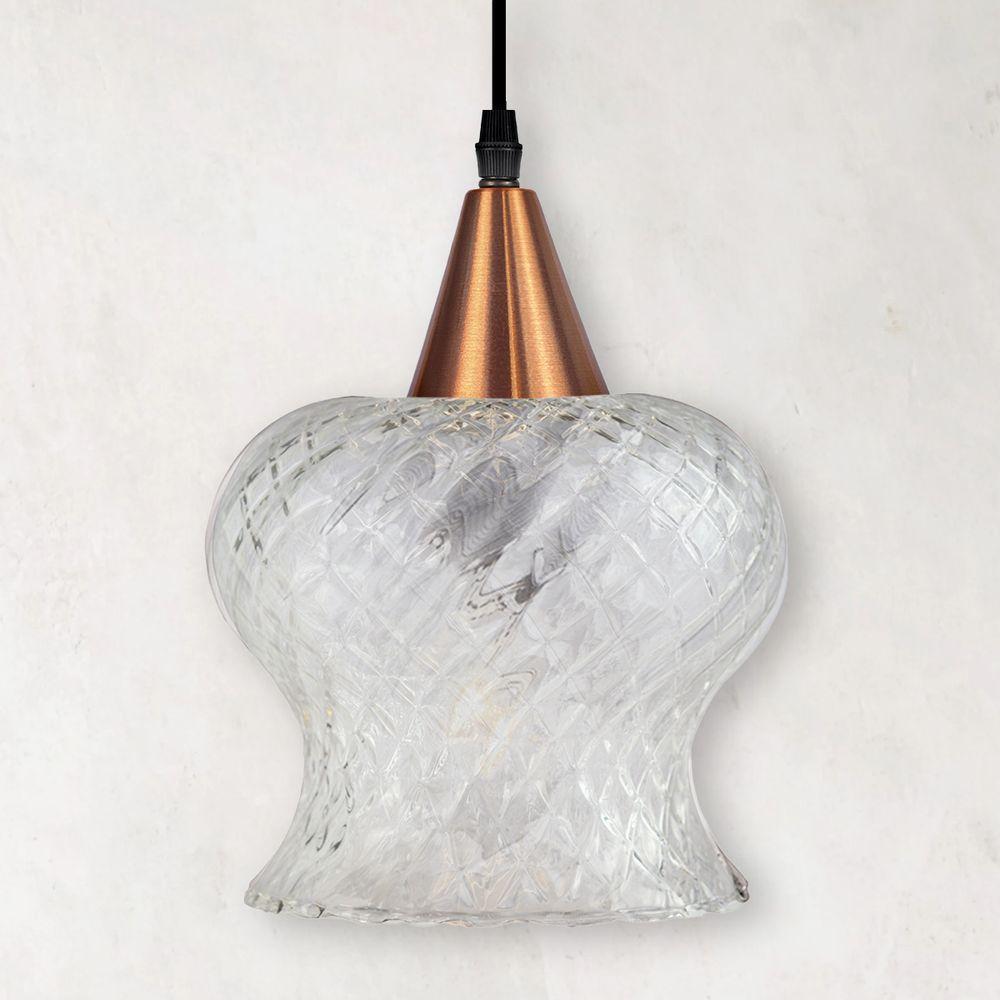 Lustre Pendente Taschibra Aisha Boreal E27 Transparente Bivolt Cobre - 3