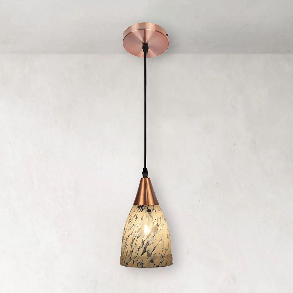 Lustre Pendente Taschibra Vicenza E27 Transparente Leitoso Bivolt Cobre - 3