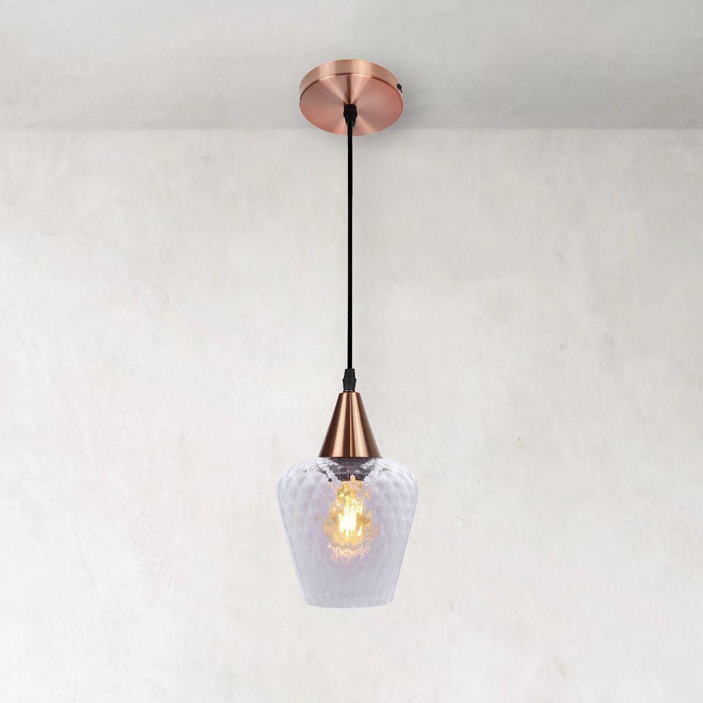 Lustre Pendente Taschibra Monalisa Boreal Transparente E27 Bivolt Cobre - 3