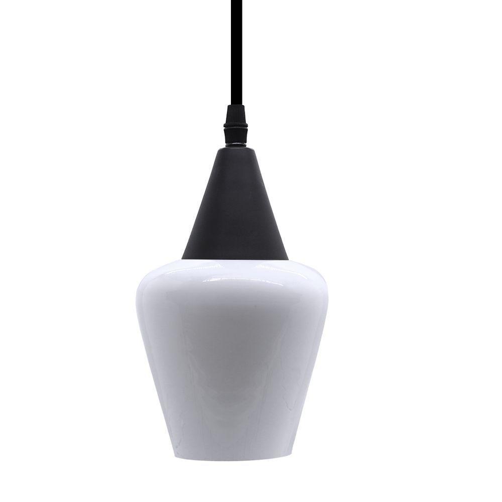 Lustre Pendente Taschibra Monalisa Pp Branco Leitoso E27 Bivolt Preto - 1