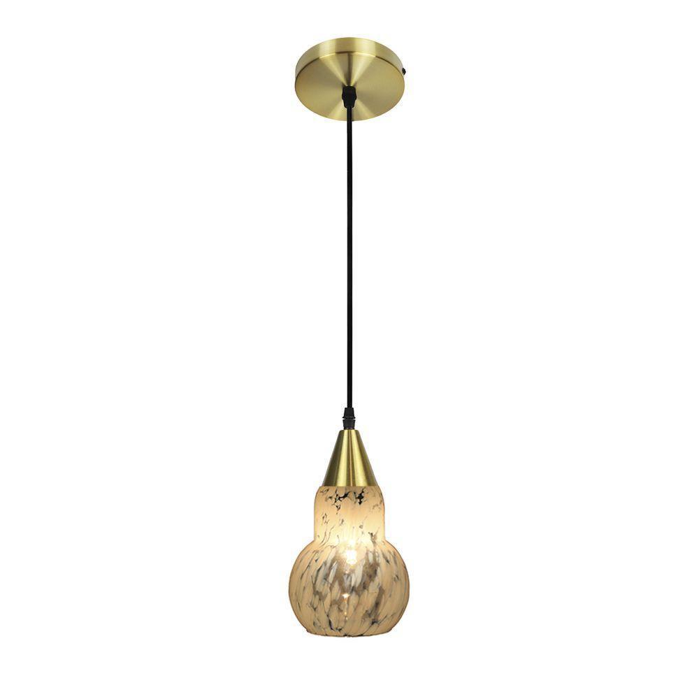 Lustre Pendente Taschibra Verona E27 Transparente Leitoso Bivolt Ouro - 2
