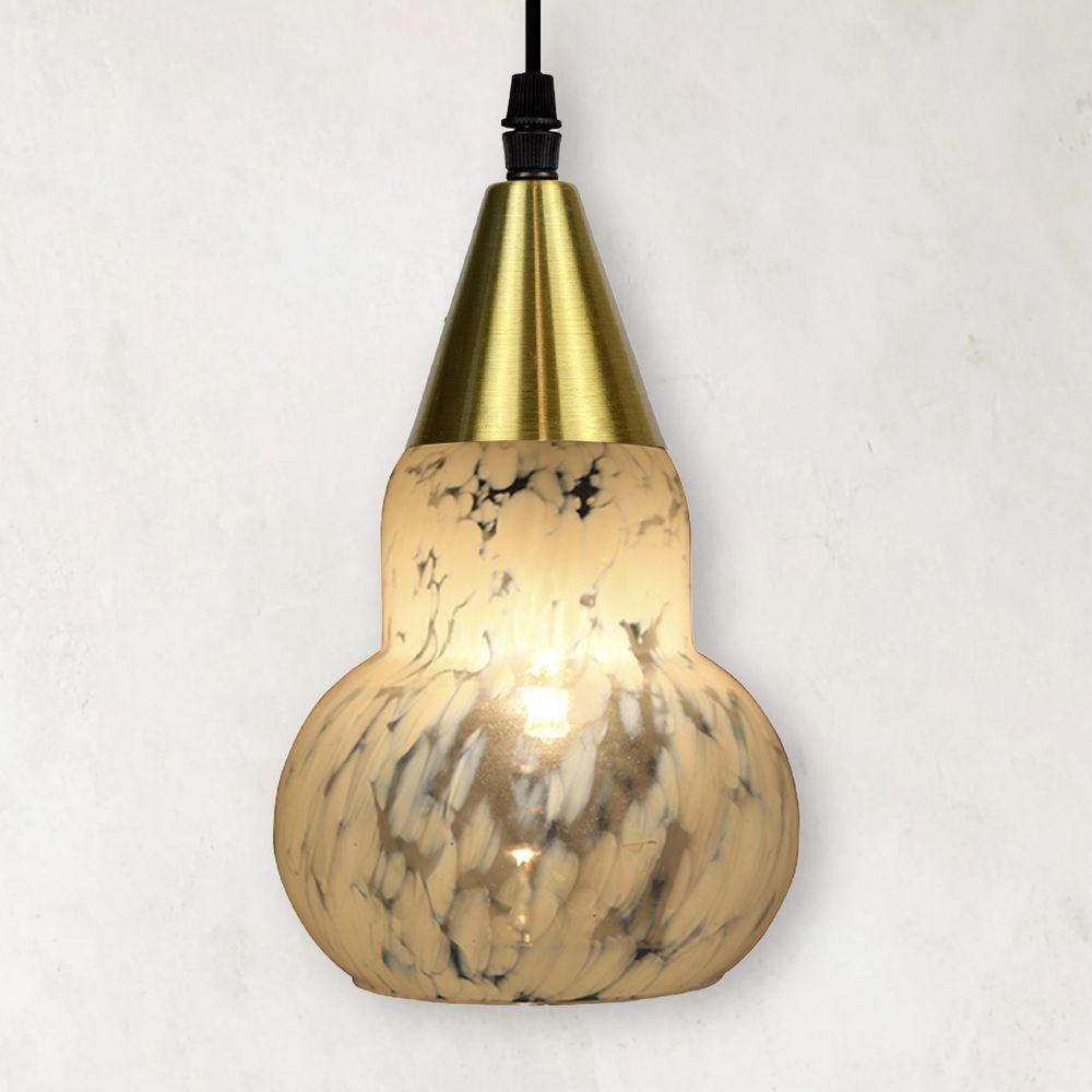 Lustre Pendente Taschibra Verona E27 Transparente Leitoso Bivolt Ouro - 4