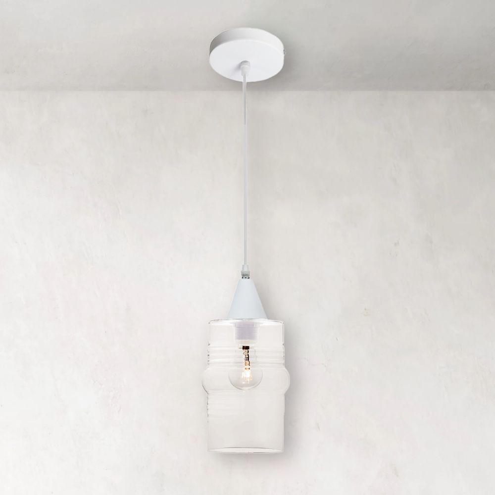 Lustre Pendente Taschibra Ali Liso E27 Transparente Bivolt Branco - 3