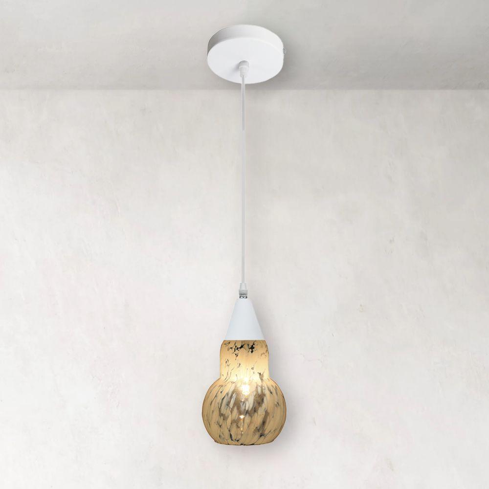 Lustre Pendente Taschibra Verona E27 Transparente Leitoso Bivolt Branco - 2
