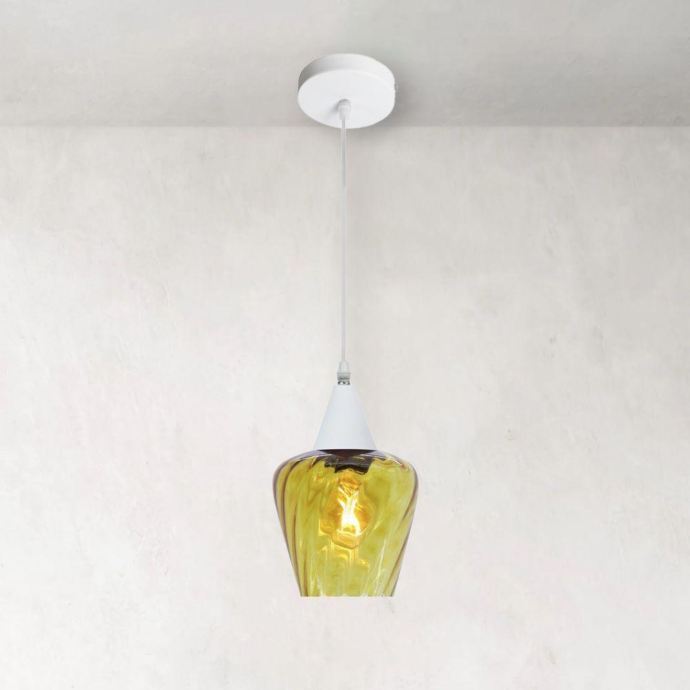 Lustre Pendente Taschibra Monalisa Conhaque E27 Bivolt Branco - 2