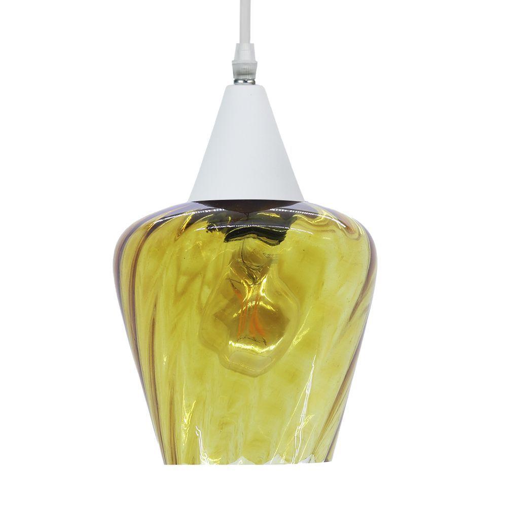 Lustre Pendente Taschibra Monalisa Conhaque E27 Bivolt Branco - 3