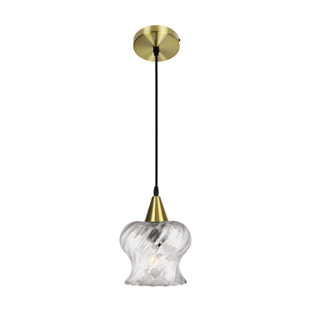 Lustre Pendente Taschibra Aisha Rigato E27 Transparente Bivolt Ouro - 5
